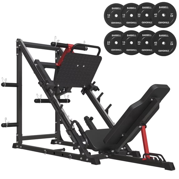 Syedee Adjustable Leg Press Machine, 2000LBS Capacity, Black with 230 Weight Plates