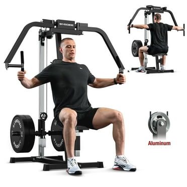 Syedee Chest Fly & Reverse Delt Machine, Plate-Loaded Pec Deck,  400 LBS Upper Body Specialty Machine, 4-Level Seat, 2:1 Ratio, Aluminum Pulleys, Compact Home Gym