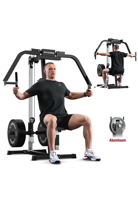 Chest Fly & Reverse Delt Machine, Plate-Loaded Pec Deck, 400 LBS Upper Body Specialty Machine, 4-Level Seat, 2:1 Ratio, Aluminum Pulleys, Compact Home Gym