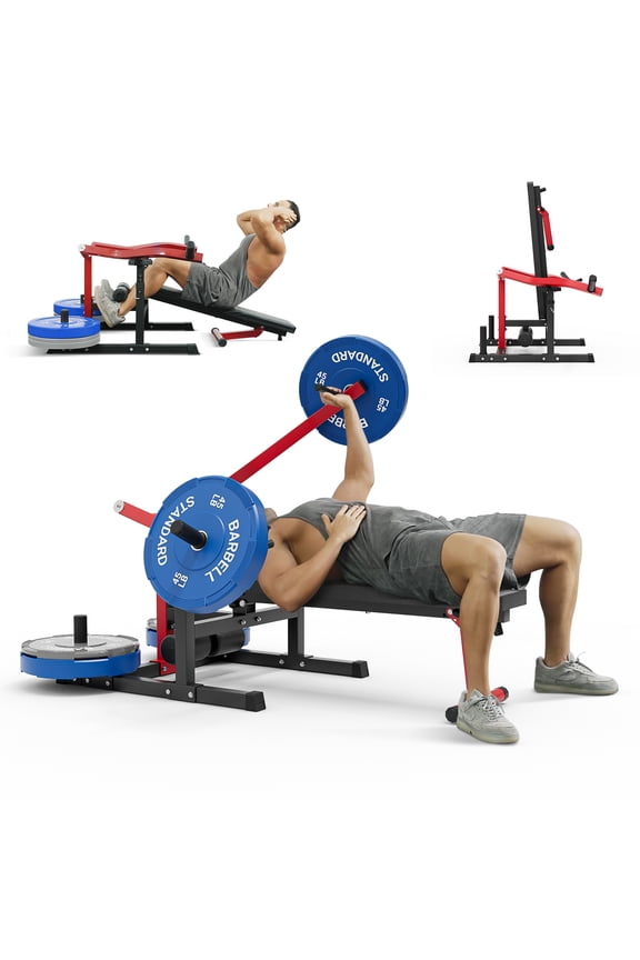 Chest Press Machine, 1250LBS Capacity with Independent Converging Arms, Adjustable Flat Incline Fitness Bench for Home Gym