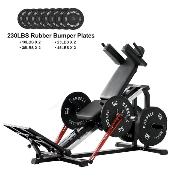 Syedee Compact Leg Sled Machine, Leg Press Machine Capacity 1000lbs, Hack Squat Machine Combo with 230 Weight Plates, Calf Raise Home Gym
