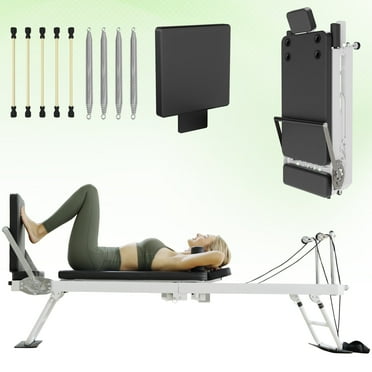 Syedee Foldable Pilates Equipment for Home Workouts,Balanced Body Pilates Reformer Machine for Home and Gym, Pilates Exercise Equipment with Jump Board, Additional 4 Springs