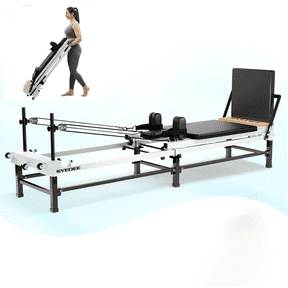 Syedee 91'' Foldable Pilates Equipment for Home Workouts,Pilates Reformer Machine for Home and Gym, Pilates Exercise Equipment with Jump Board, 220lbs resistance 5 Springs
