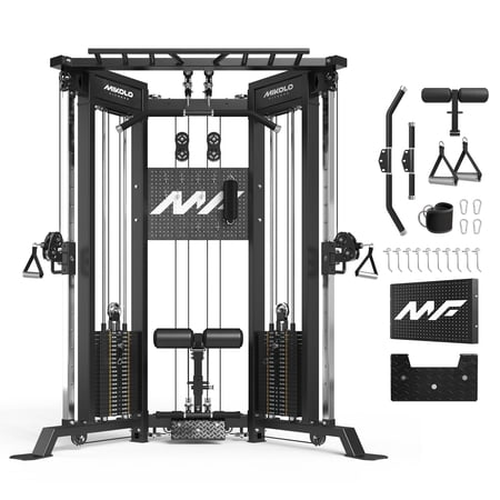 Mikolo Functional Trainer with 400lbs Weight Stack, Cable Crossover Machine with Independent Double Pulley System, 2000lbs Multi-Functional Chest Fly Machine, Lat Pulldown Machine