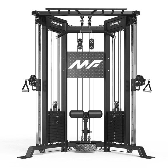 Mikolo Functional Trainer with 400lbs Weight Stack, 2:1 Ratio System Cable Crossover Machine with Independent Double Pulley System, 2000lbs Multi-Functional Chest Fly Machine