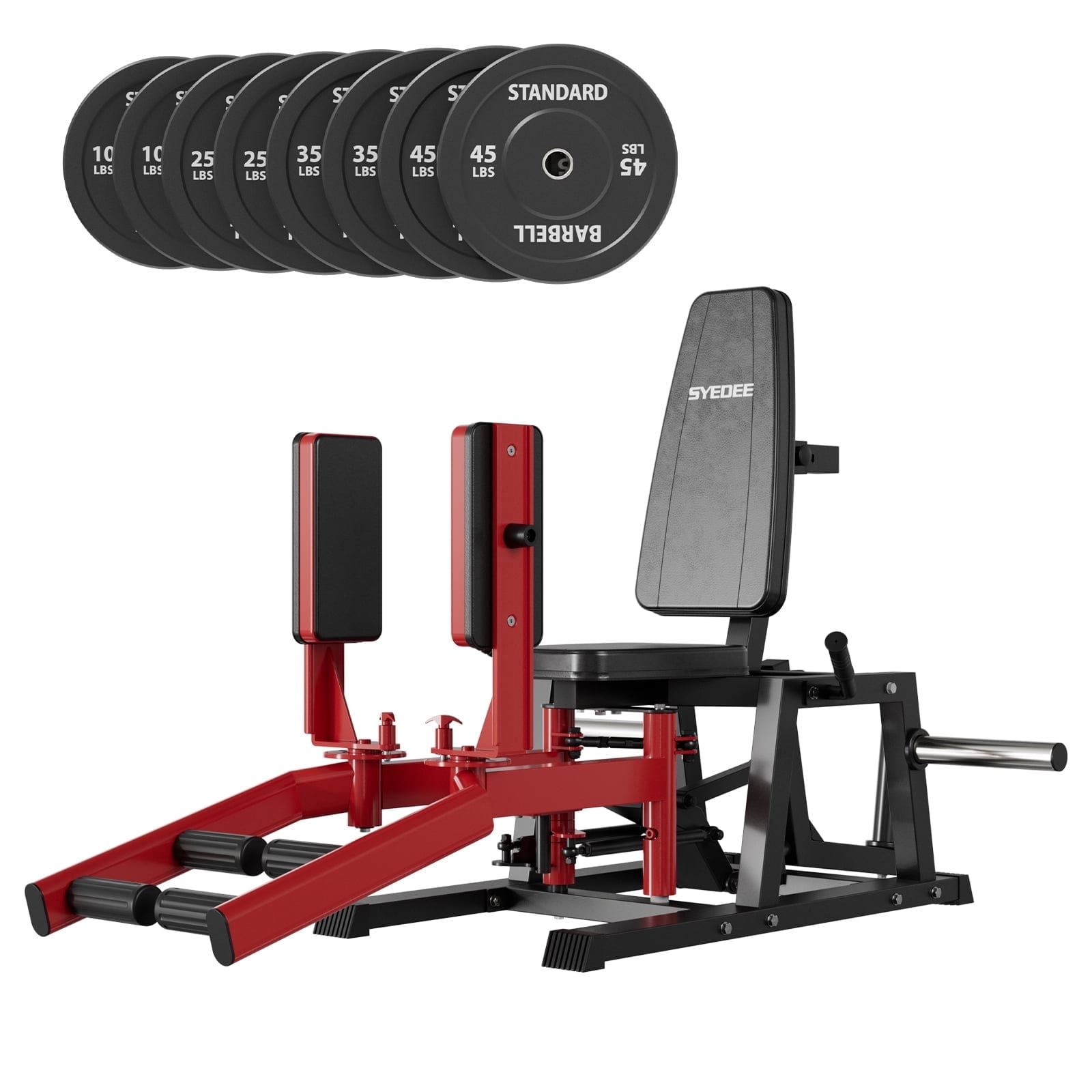 Hip Abductor Machine- Red/ 230LBS Weight Plates- Black