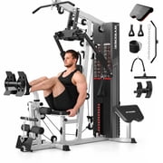 Syedee Home Gym StationSilver, Workout Station with 150LBS Weight Stack, Home Gym Equipment for All Body Training.