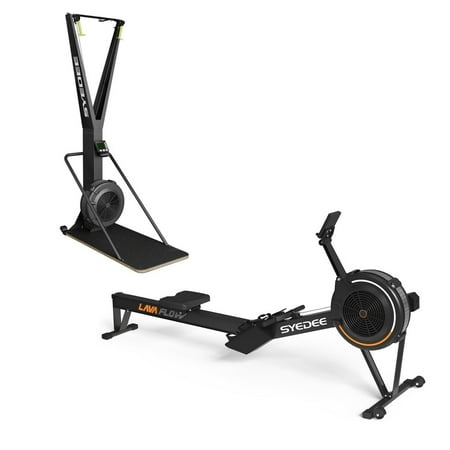 Syedee Air Resistance Ski Machine + Rowing Machine Bundle, Space-Saving Stackable Design, Smart Home Gym for Full-Body Fitness