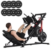 Syedee Multifunctional Leg Machine W/ Linear Bearing Hack Squat & Leg Press Combo with Safety Features, Adjustable Pedals, Space-Saving Leg Machine, with 230LBS Black Weight Plates