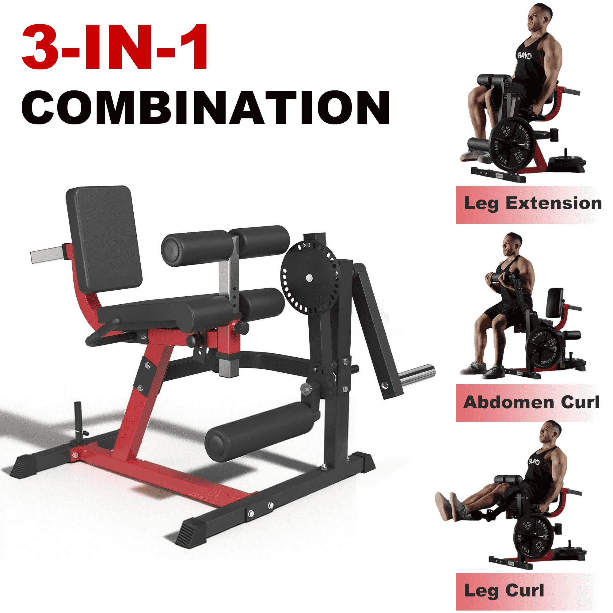Adjustable Leg Exercise Bench with Plate Loaded, Leg Extension