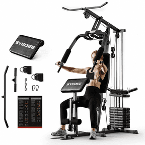 Syedee Multifunctional Home Gym System, Home Gym Station with 105LBS Weight Stack, All in One Workout Machine for Full Body Strength Training