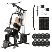 Syedee Multifunctional Home Gym System, Home Gym Station with 105LBS Weight Stack, All in One Workout Machine for Full Body Strength Training