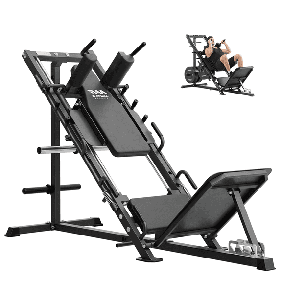 Mikolo Leg Press Hack Squat Machine Combo, Leg Press Machines for Home Gym with Linear Bearing, Hack Squat Machine with Rear and Front Band Pegs, Leg Machine for Full Range Leg Training