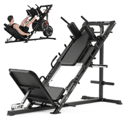 Syedee Multifunctional Leg Machine W/ Linear Bearing Hack Squat & Leg Press Combo with Safety Features, Adjustable Pedals, Space-Saving Leg Machine W/ Band Pegs Arm-reach Weight Holder