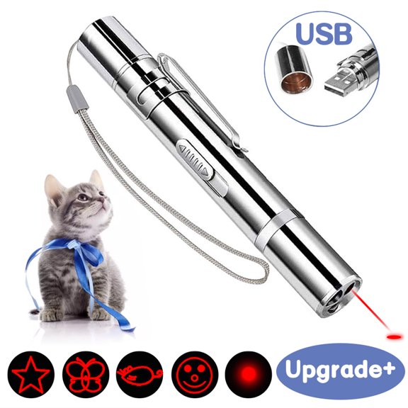 Syeenify Cat Laser Pointer Toy USB Rechargeable,Pet Training Exercise Chaser toy,5 Pattern