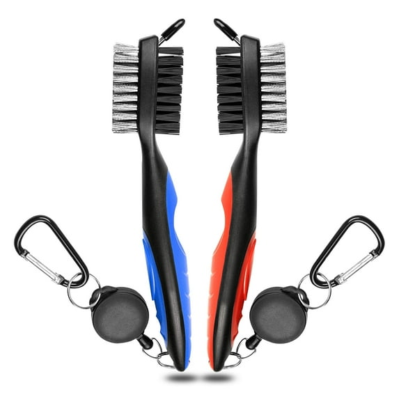 Syenll 2 Pack Golf Club Cleaning Kit, Golf Club Brush Groove Cleaner with Aluminum Carabiner, Golf Groove Sharpener