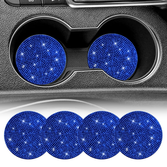 Syenll 4 Pack Car Cup Holder Coaster, 2.75 inch Universal Cup Holders, Non-Slip Car Accessories Interior Sets, Blue