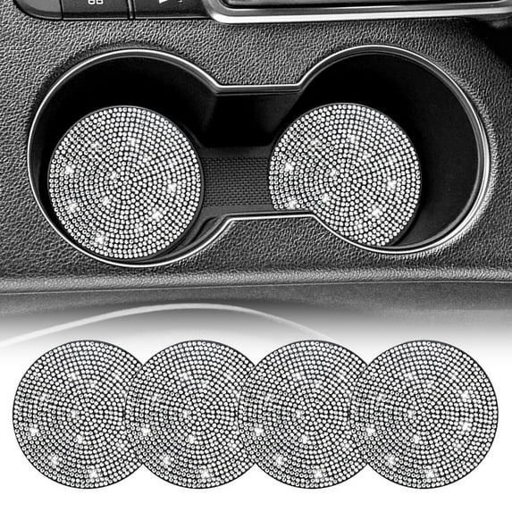 Syenll 4 Pack Car Cup Holder Coaster, 2.75 inch Universal Cup Holders, Non-Slip Car Accessories Interior Sets, White