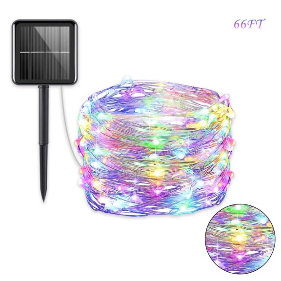 Syenll 66 ft 200 LED Outdoor Solar String Lights, Waterproof Solar Fairy Lights for for Garden Patio Yard (Multicolor)
