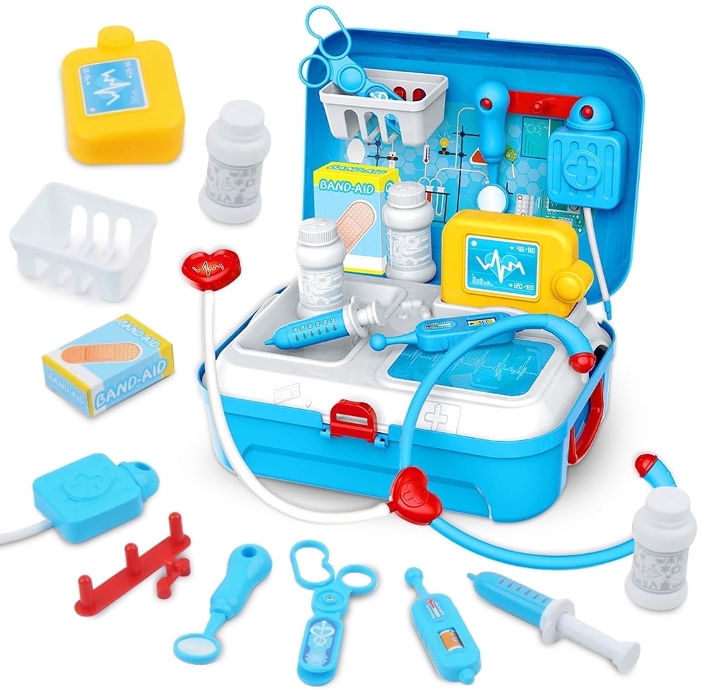 Syenll Doctor Kit for Toddlers, 17 Pcs Pretend Play Medical Kit with Stethoscope, Pretend Play Toys for Kids Age 3-7 Years Old