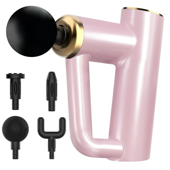 Syenll Massage Gun, Massage Gun Deep Tissue, Percussion Massage Gun with 4 Heads and 6 Speeds, Handheld Massager for Athletes Pain Relief, Pink