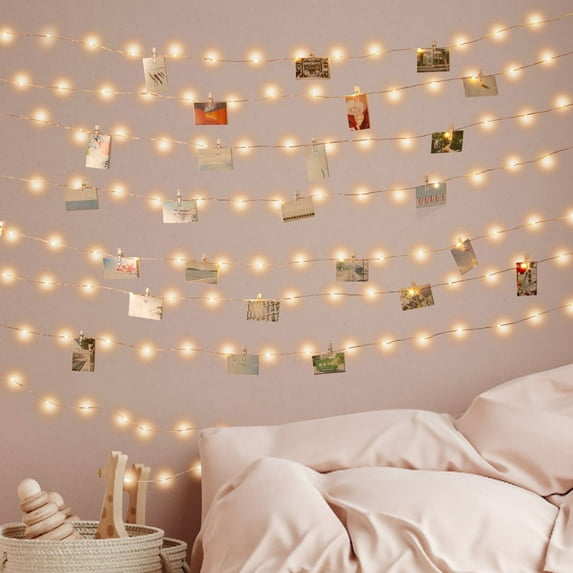 Syenll Photo Clip String Light, 32.8 ft 50LED Fairy Lights with 50 Clips for Hanging Picture, Bedroom Decoration