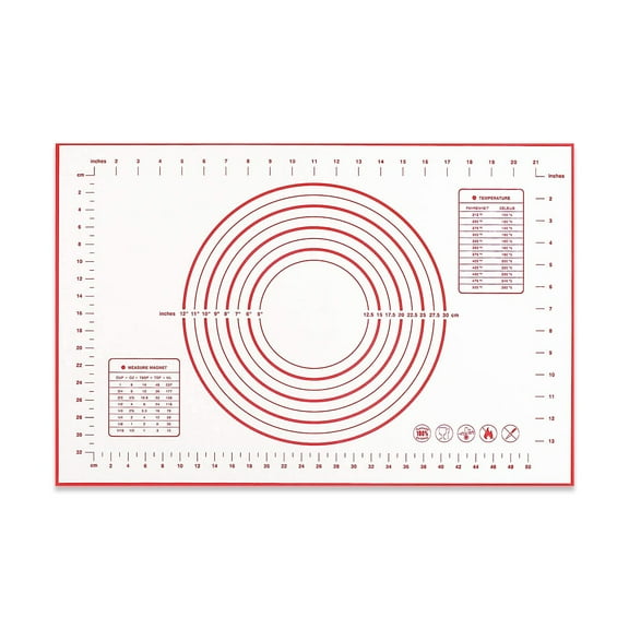 Syenll Silicone Baking Mat, Non Stick Pastry Rolling Mat for Cookies, Bread and Baking Supplies, 23.6 x 15.7 inch, Red
