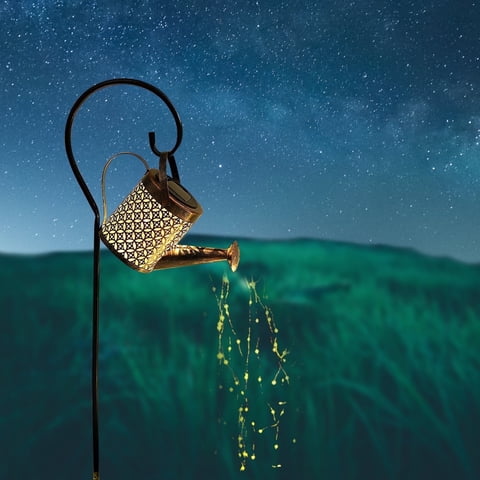 Syenll Solar Watering Can with Lights, Outdoor LED Solar Lights, Hanging Solar Garden Light with Shepherd Hook for Patio Yard Decor