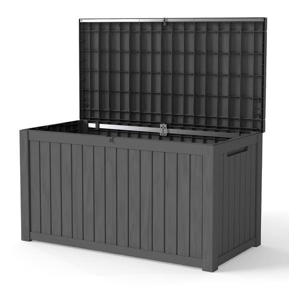 Syess 180 Gallon Resin Deck Box with Lockable Lid - Waterproof Outdoor Storage Box for Patio Furniture, Cushions, Garden Tools (Black)