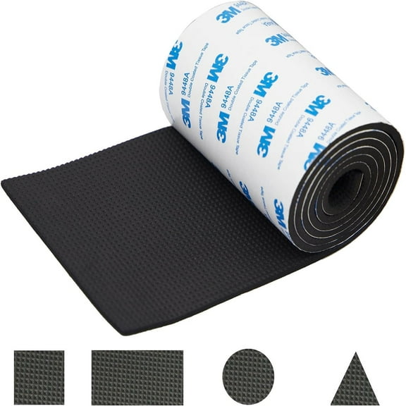 Syiniix 4x40 inch non slip pad with sticky backing self adhesive EVA foam cuttable furniture pads-anti-sliding anti-scratch foam rubber floor protectors for any furniture and appliances Black