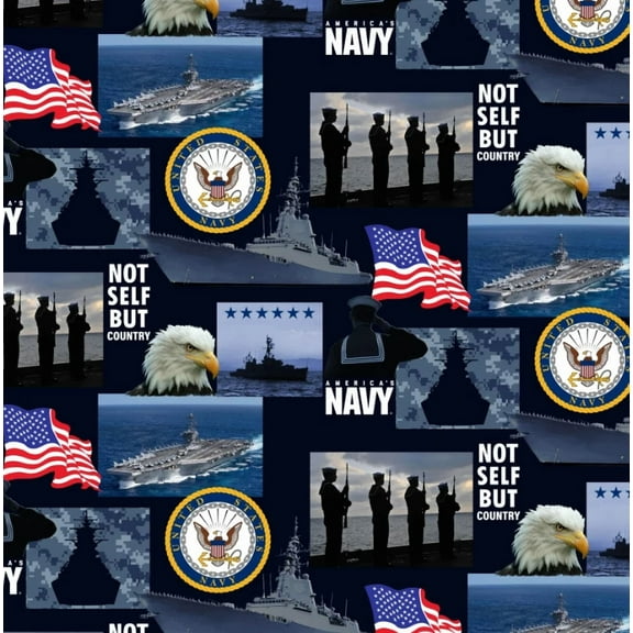 Sykel Enterprises U.S Navy Patch 021-2N Cotton Fabric By The Yard