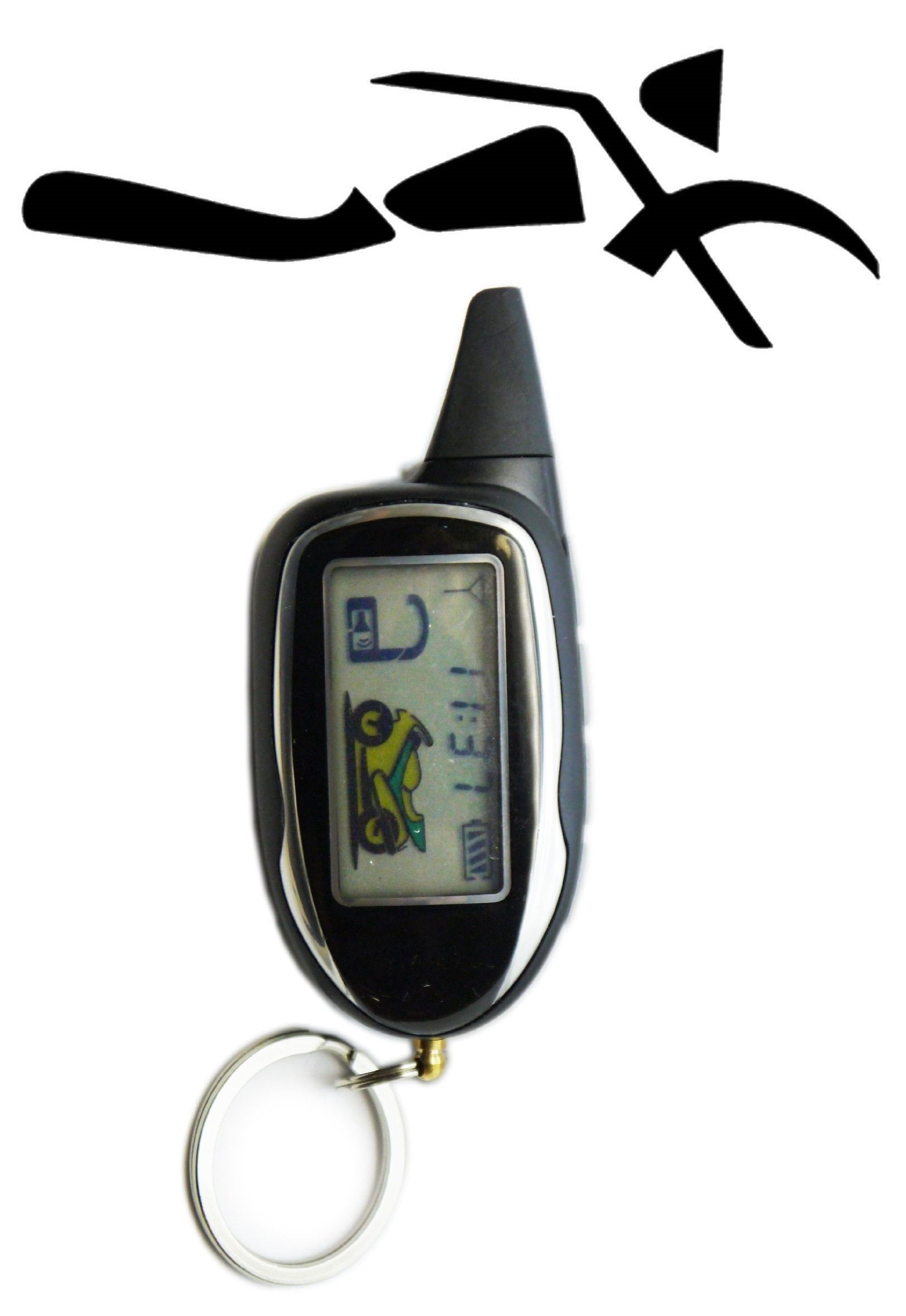 Sykik Rider 2-Way Motorcycle Alarm with LCD Pager Remote, Remote Engine ...