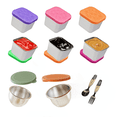 thumbnail image 1 of Sykixib 8-Pack Stainless Steel Snack Containers with Lids – 6 Square Snack Containers, 2 Round Sauce Cups & Utensil Set (Spoon + Fork) – Leakproof, Reusable Containers for Snacks, Condiments, 1 of 12