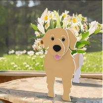 Sykixib Golden Retriever Dog Flower Pot, Cute Dog Planter for Indoor Outdoor Decor, Self-Assembly Garden Plant Pot with Drainage Holes, Unique Birthday Gift for Dog Lovers Women Mom