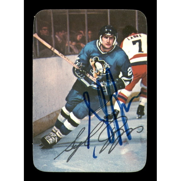 Syl Apps Autographed 1976-77 Topps Glossy Card #13 Pittsburgh Penguins SKU #251663