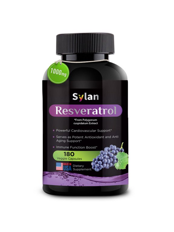 Trans Resveratrol Supplement 1000mg Polyphenols Supplement 180 Capsules Veggie Non-GMO Made in USA