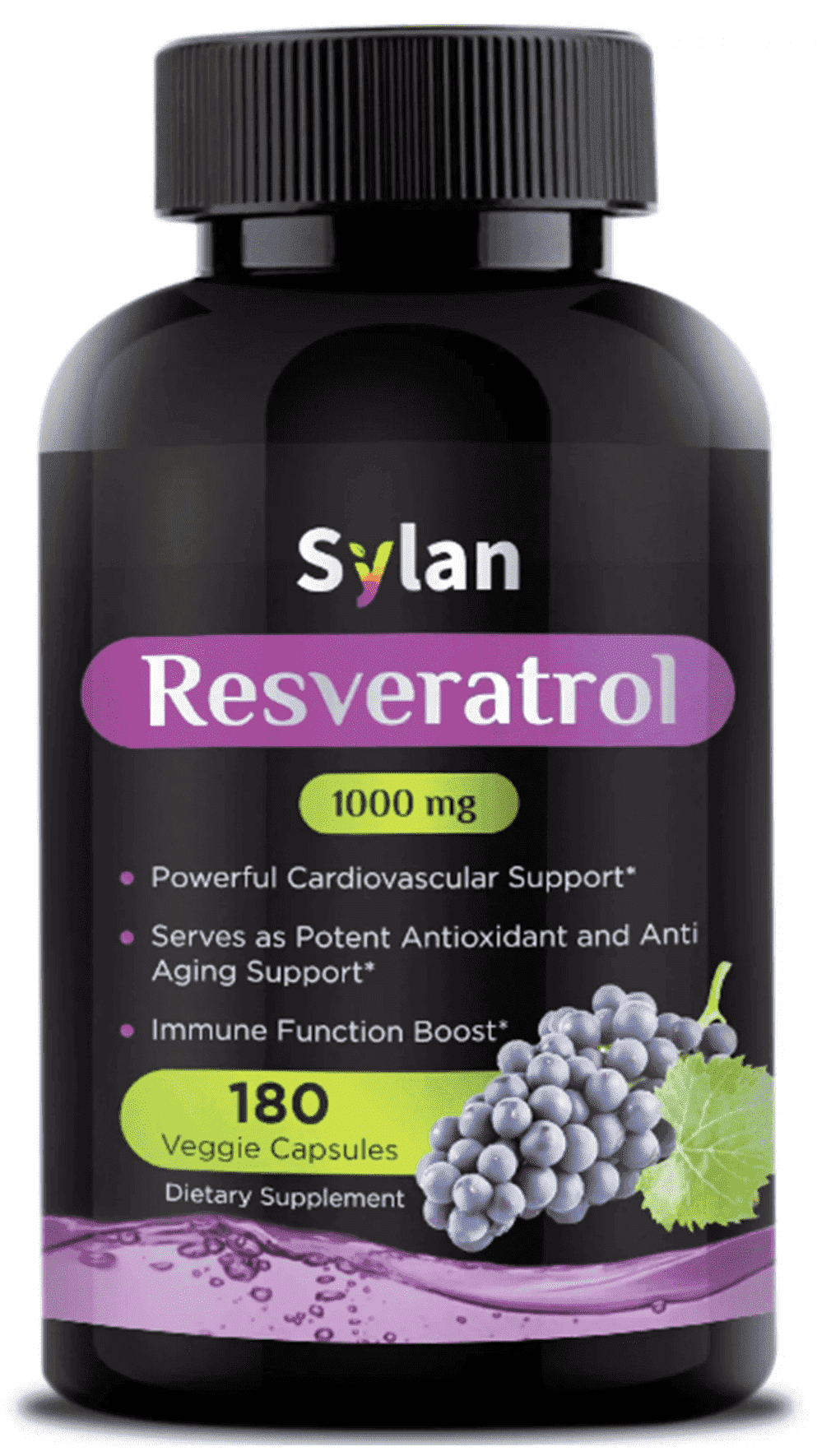 Sylan Trans Resveratrol Supplement 1000mg Polyphenols Supplement 180 Capsules Veggie Non-GMO Made in USA