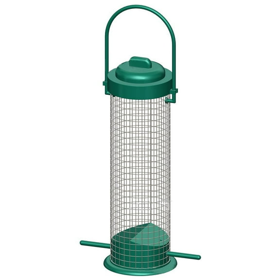 Sylchomon 1.5LB Capacity Small Metal Bird Feeder for Outdoors Hanging, 2 Perches, No Mess & Easy Clean, Mesh Tube Bird Feeder for Outside Cardinals Finches Blue Jays