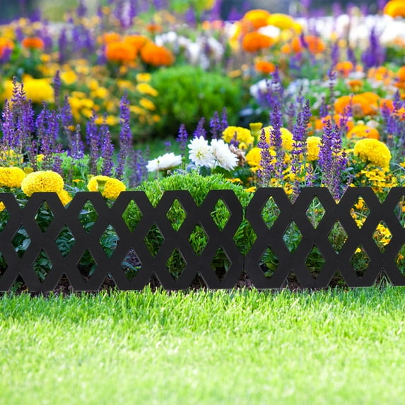 Sylchomon Modular Garden Fence Outdoor Plastic Barrier Easy Installation Durable Weatherproof Decorative Border for Flower Beds Pathways Landscaping