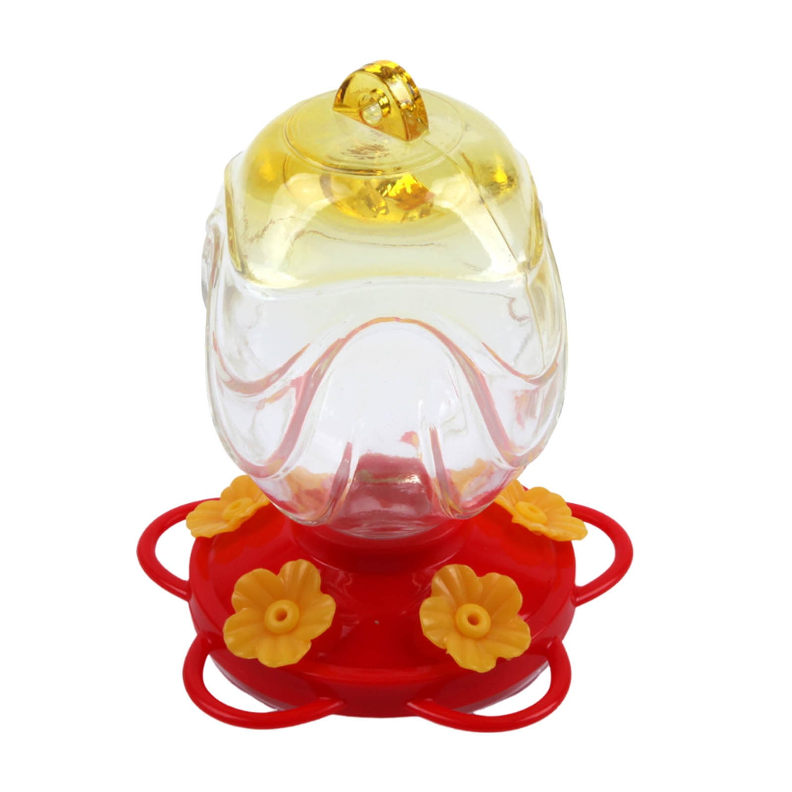 Sylchomon 15oz Glass Hummingbird Feeder for Outdoor Hanging, Hand Blown Glass, Leak Proof & Rustproof, Includes an Ant Moat, Metal Cover with 5 Feeding Ports