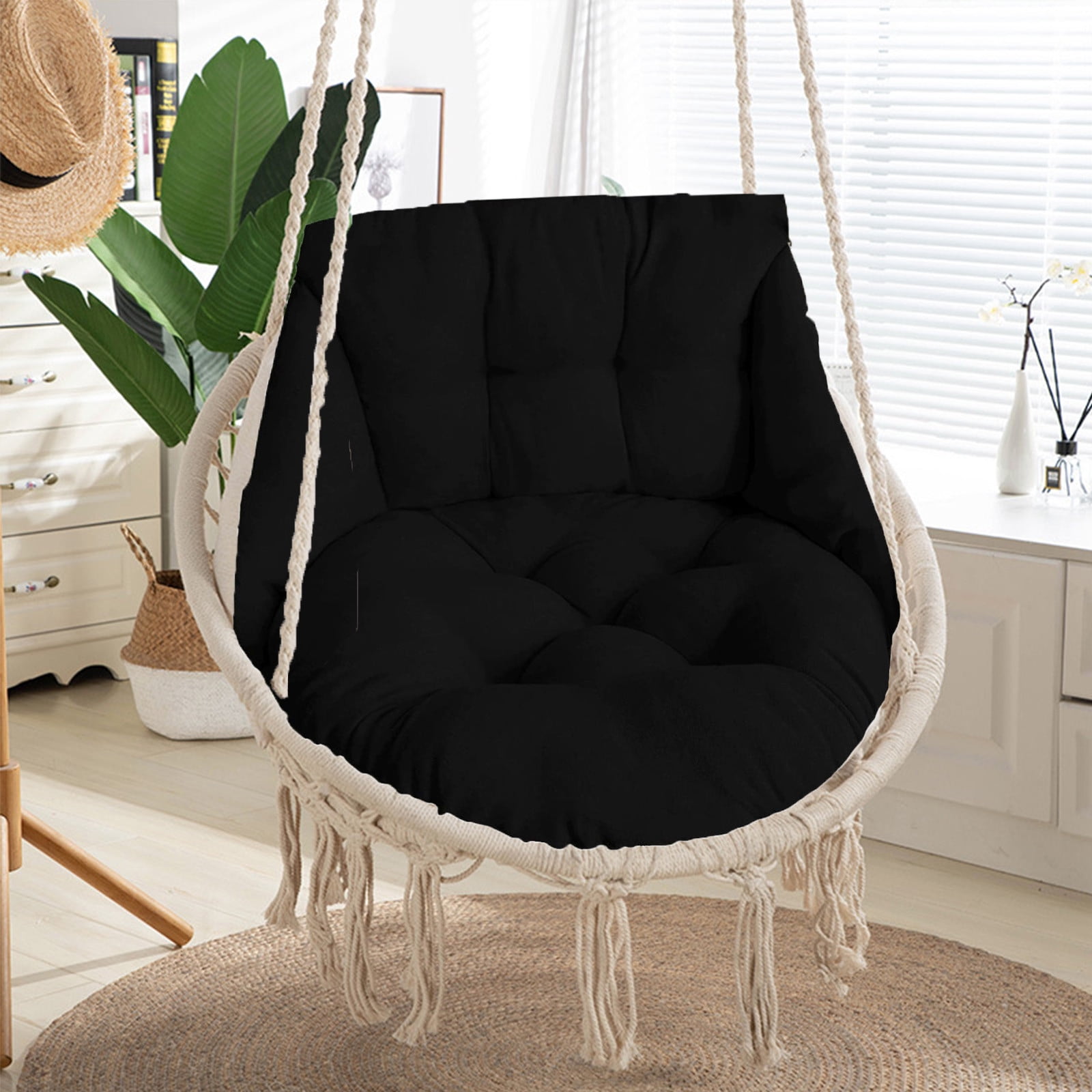 Zhourta 28x26x20 Inch Round Swing Chair Cushion Removable Waterproof Cover Lightweight Supportive Indoor Outdoor Seat Pad Outdoor Cradles Chair Cushion