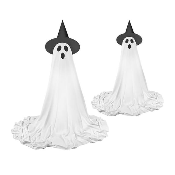 Sylchomon Halloween Ghost Decoration Remote Control Extendable Pole 2.1M USB Powered LED White Fabric Light for Indoor Outdoor Parties Haunted Houses