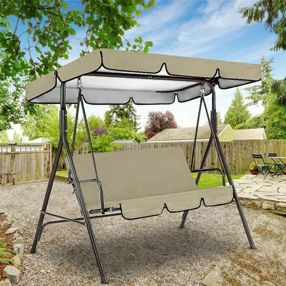 Sylchomon Oxford Fabric Porch Patio Swing Seat Cover Replacement, 56x47x7 Inch Sunproof Canopy and 59x59 Inch Seat Pad for Outdoor Garden Bench