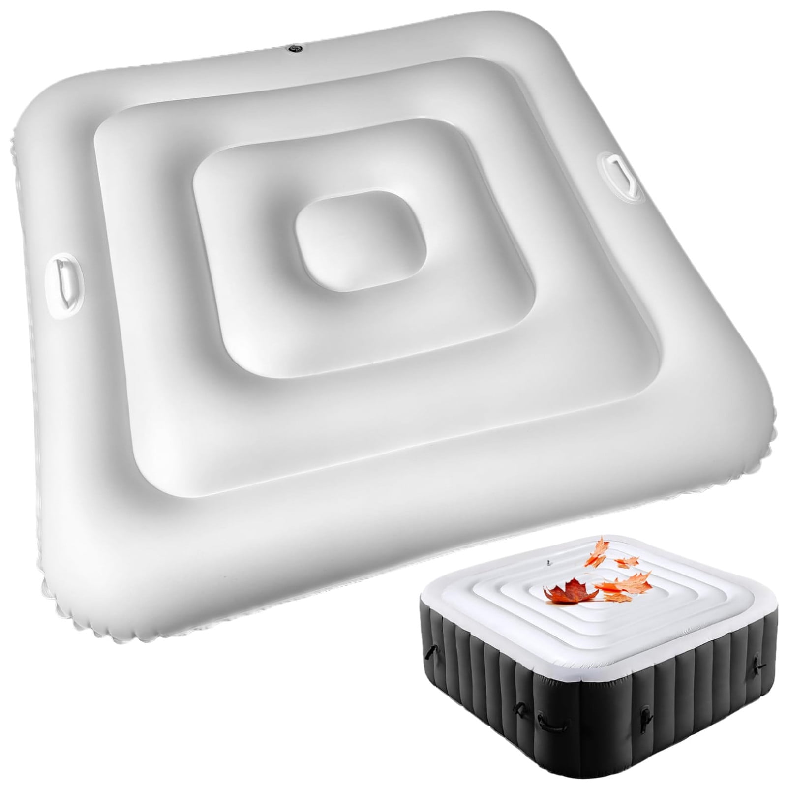 Zhourta Portable Inflatable Square Hot Tub Cover with Handle, Insulated Hot Tub Lid for Outdoor, Save Energy Rain Proof Snow Proof Spa Pool Accessories