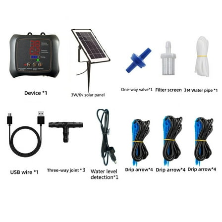 Sylchomon Solar Automatic Drip Irrigation Kit Watering Pump Drip Irrigation with Adjustable Flow and Low Water Alert for Potted Plants Gardening