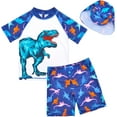 thumbnail image 1 of Sylfairy Boys Two Piece Rash Guard Swimsuits Kids Short Sleeve Swimwear Sets Bathing Suit with Sun Hat for 2-6 Years, 1 of 7