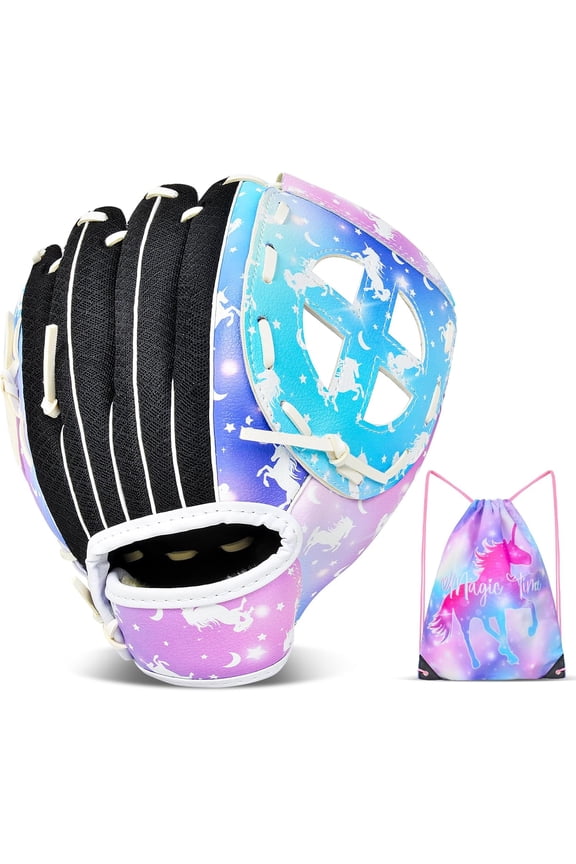Kids Baseball Glove Softball Gloves for Girls, Baseball Mitts with Drawstring Bag, Teeball Gloves for Training and Beginner,Left Hand Gloves, Right Hand Throw