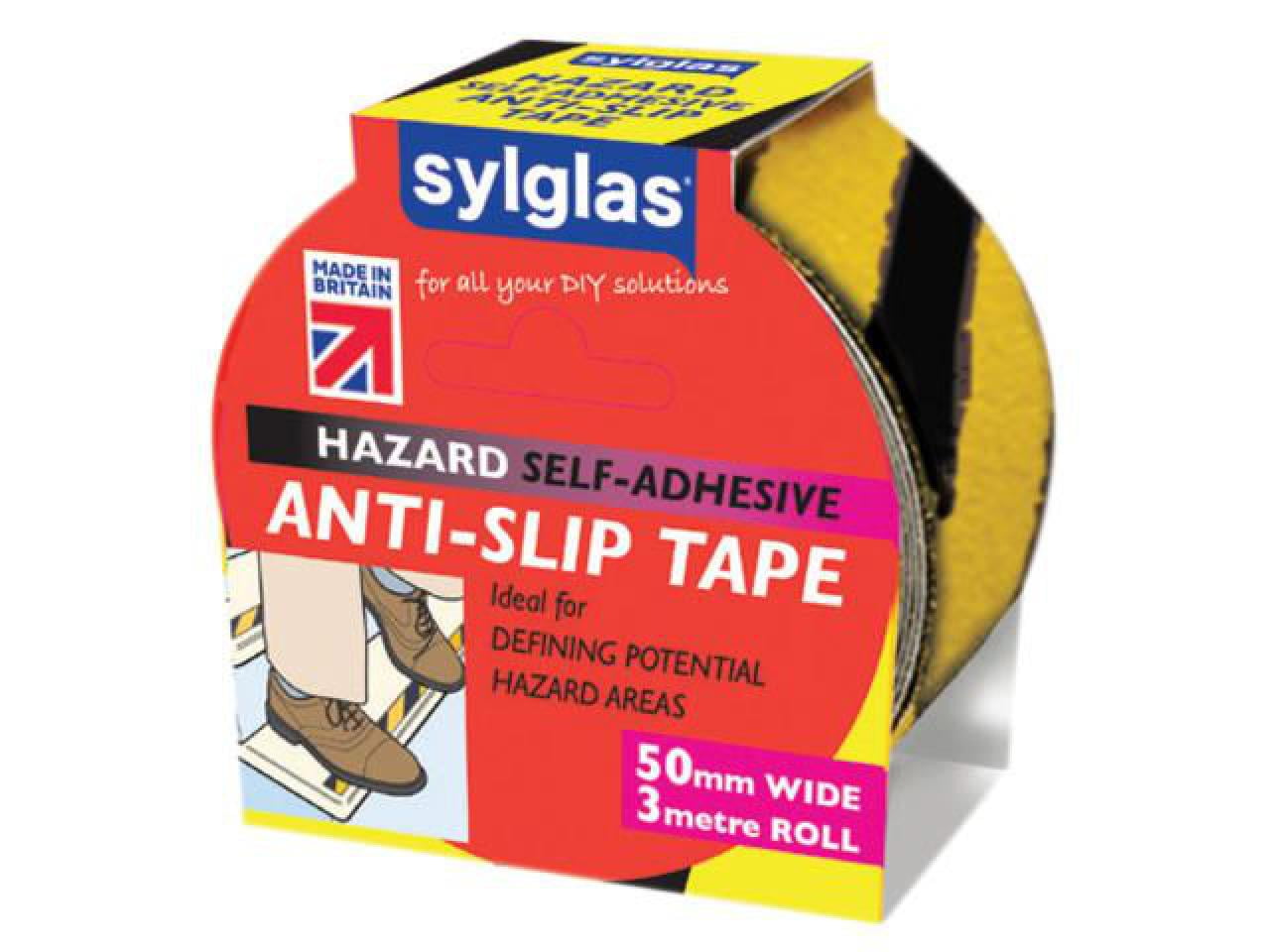 Sylglas - Anti-Slip Tape 50mm x 3m Black & Yellow Hazard