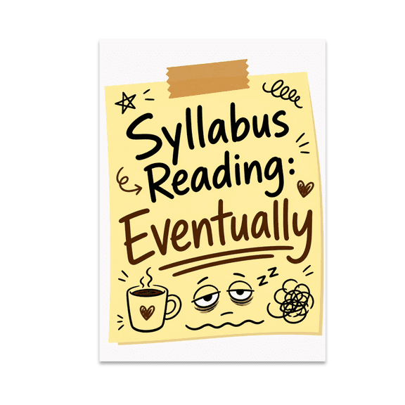 Syllabus Reading: Eventually - Online Learning Procrastination - 13x19 Poster Print