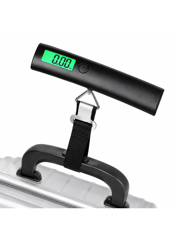 Digital Luggage Scale, 110 Lbs Portable Suitcase Weight Scale, Travel Scale with Hook for Baggage, Backlit Display, Easy to Use, Black